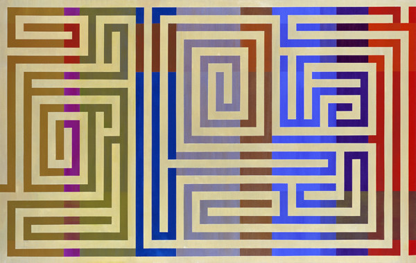 The Labyrinth B, 2005 acrylic on canvas diptych, 198 x 310 cm