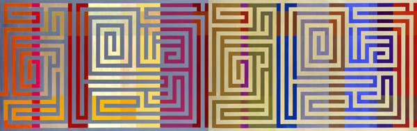 The Labyrinth A&B, 2005 acrylic on canvas diptych, 198 x 620 cm