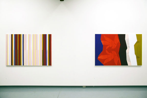 Polychrome: Redbank Gorge (after Albert Namatjira) & Polychrome: Peony (after Henry Fox Talbot) #1, 2011, each acrylic/canvas, 120 x 180 cm