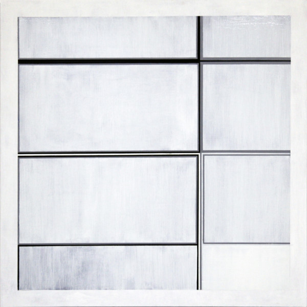 Untitled Black to White, #1, 1975/2015 enamel on plywood, (No.1 from a pair)